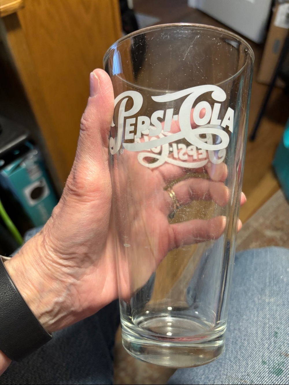 Vintage Pepsi-Cola Clear Logo Pint Glass